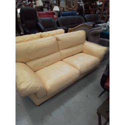 CANAPE CUIR BLANC ECRU GM