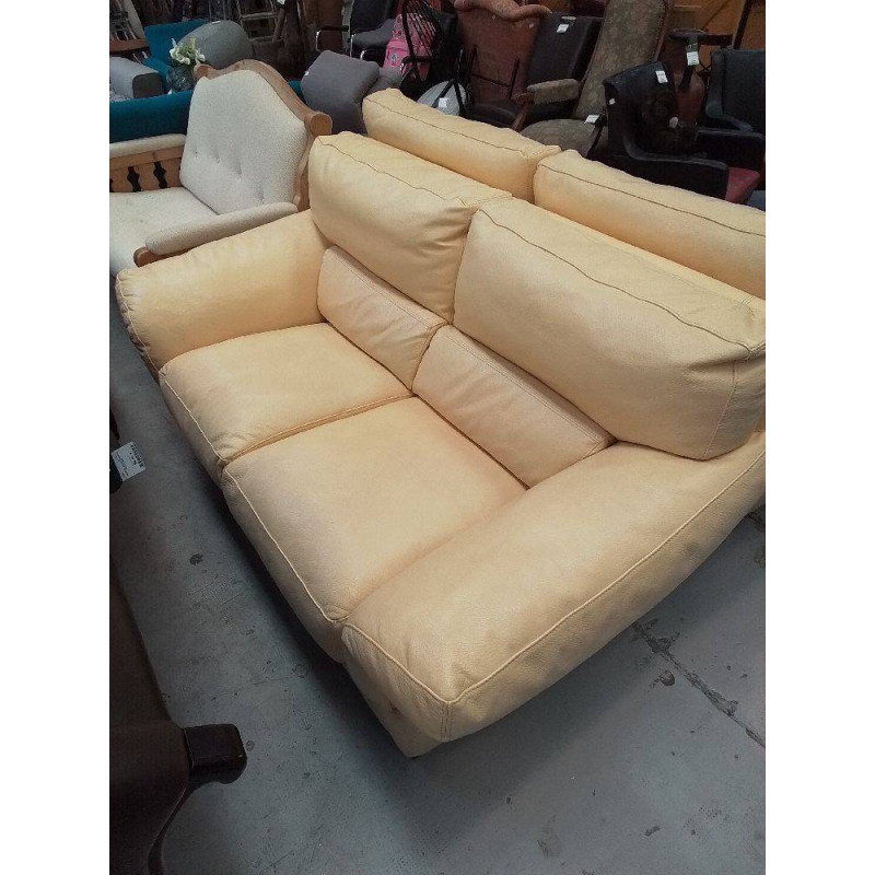 CANAPE CUIR BLANC ECRU 2 PLACES