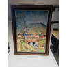 HUILE SUR TOILE PONT ET VILLAGE SIGNÉE 