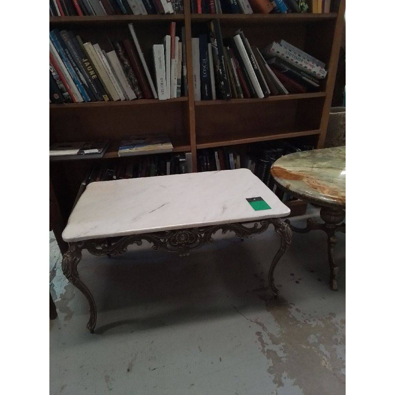 TABLE BASSE MARBRE BLANC STYLE LOUIS XV