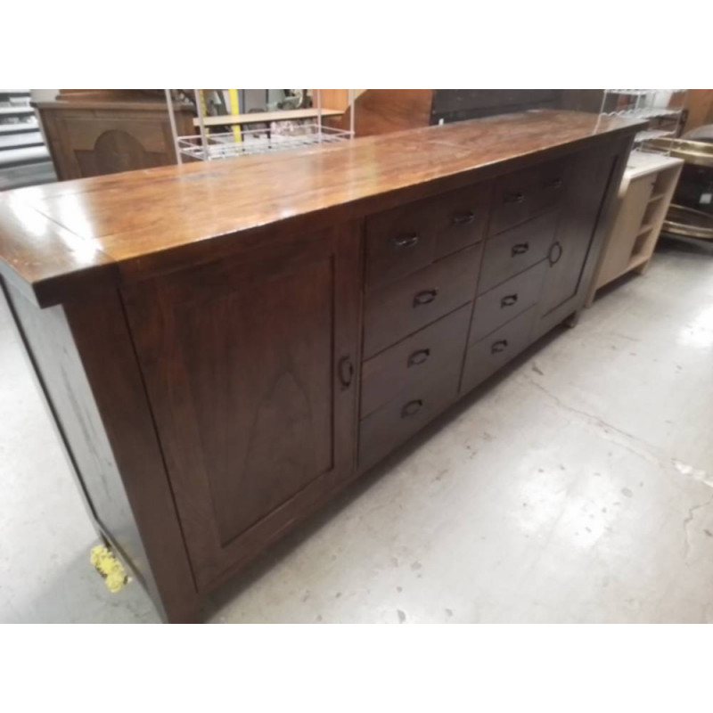BUFFET BAS BOIS EXOTIQUE MULTI TIROIRS 