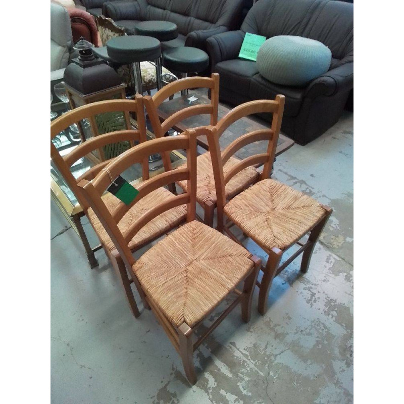 LOT DE 4 CHAISES ASSISES PAILLEES 