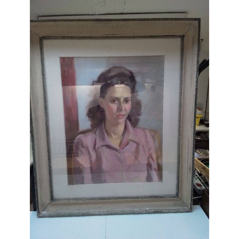 PORTRAIT AU PASTEL D\'UNE JEUNE FEMME 