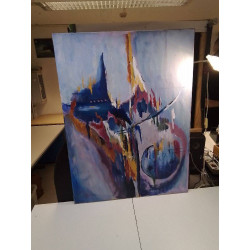 HUILE SUR TOILE ABSTRAITE BLEU