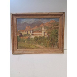 HUILE SUR PANNEAU EGLISE