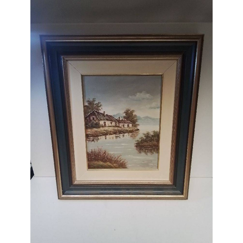 HUILE SUR TOILE BORD DE RIVIÈRE 