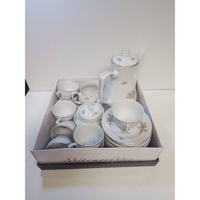 SERVICE A CAFE POLONAIS MOTIF FLEURS