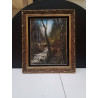 HUILE SUR PANNEAU VUE DE LA FORET SIGNEE 