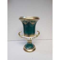 VASE MEDEICIS VERT BORD DORE
