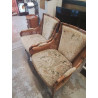 FAUTEUIL STYLE BAMBOU ET CANAGE TISSU BEIGE LA PIECE