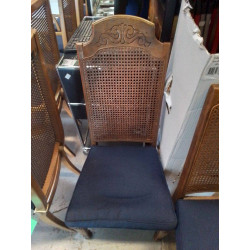 LOT DE 4 CHAISES CANNAGE ASSISE BLEU 