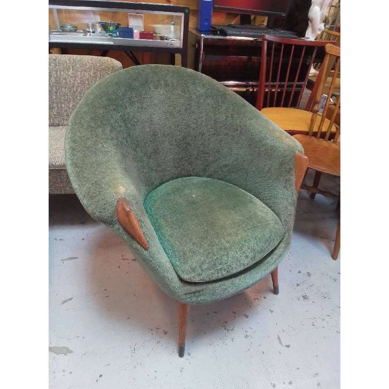 FAUTEUIL DESIGN VINTAGE VERT 