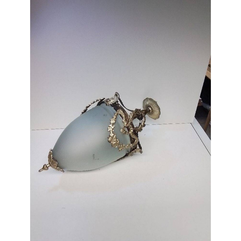 PLAFONNIER LAITON ET VERRE DEPOLI