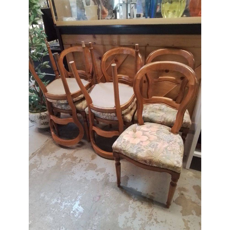 LOT 6 CHAISES ASSISES FLEURSI