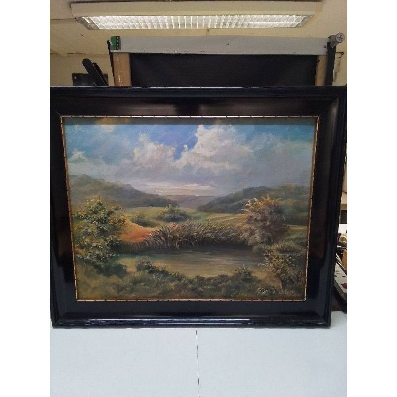 HUILE SUR PANNEAU ENCADREMENT NOIR PEINTURE SIGNÉE KLEIN 