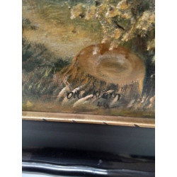 HUILE SUR PANNEAU ENCADREMENT NOIR PEINTURE SIGNÉE KLEIN 