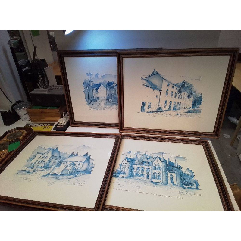 LITHOGRAPHIE BLEU SIGNÉE 