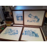 LITHOGRAPHIE BLEU SIGNÉE 