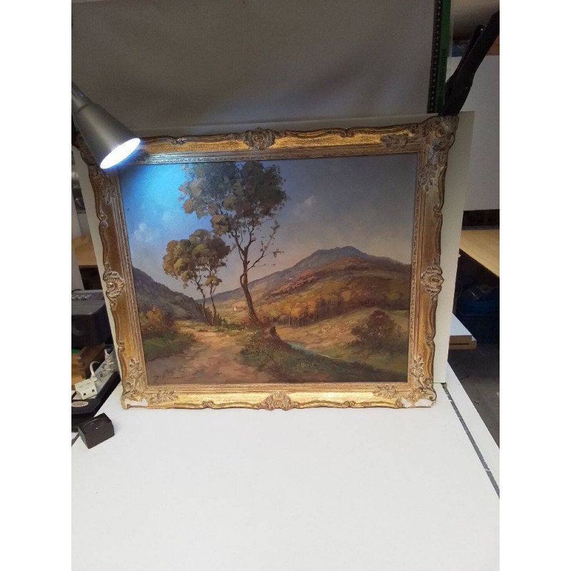 HUILE SUR TOILE PAYASAGE VALLONNÉ SIGNEE