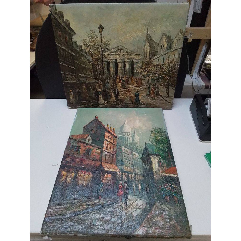 HUILE SUR TOILE IMPRESSIONNISTE SCENE PARISIENNE 