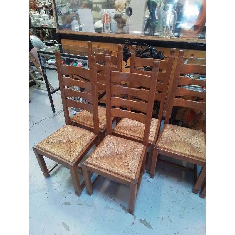 LOT 4 CHAISES BOIS ET OSIER