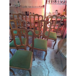 LOT DE 6 CHAISES TISSUS VERT 