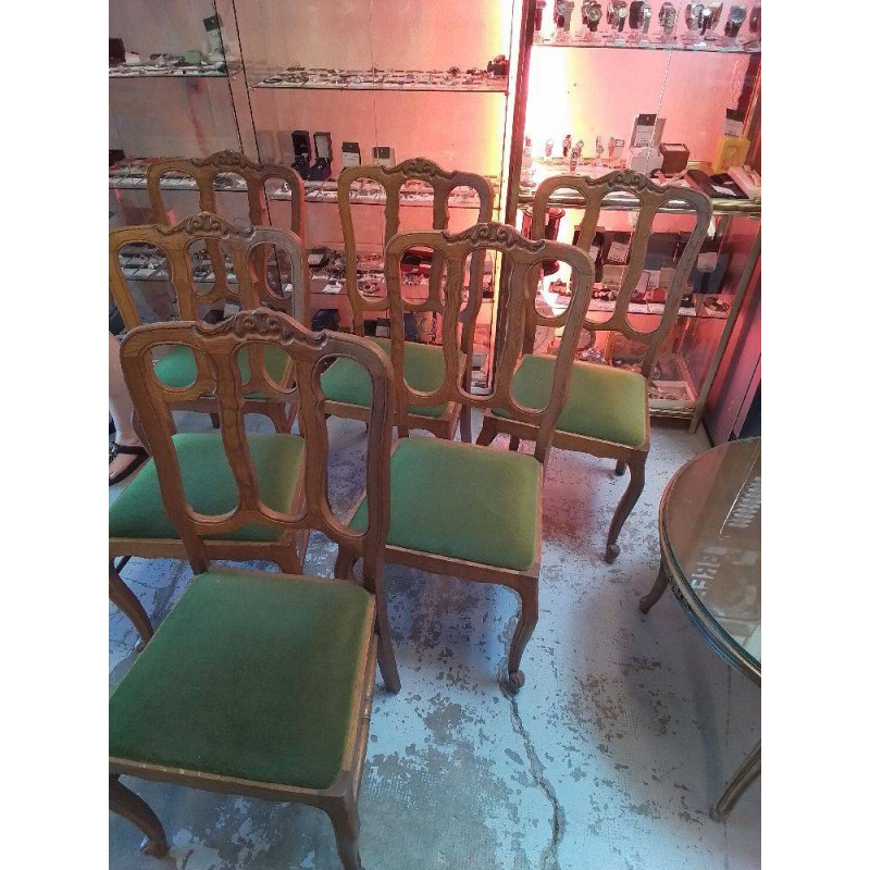 LOT DE 6 CHAISES TISSUS VERT 