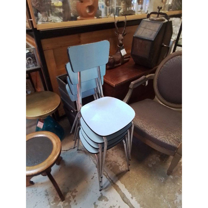 LOT CHAISES FORMICA BLEU