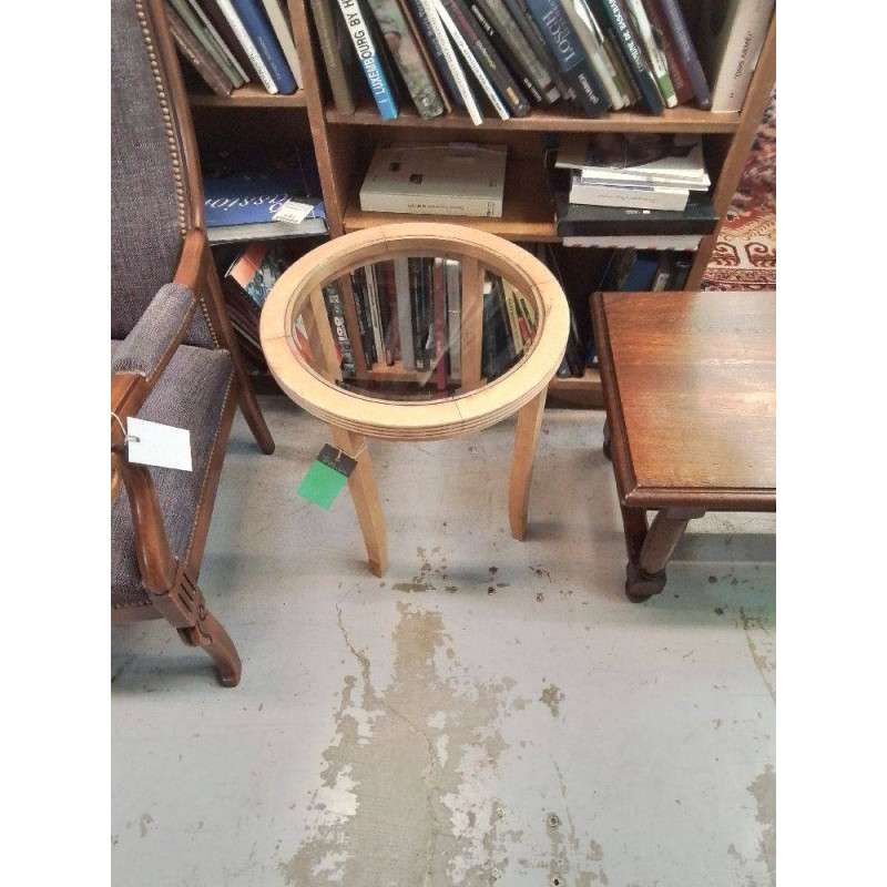 TABLE BASSE 3 PIED BOIS ET VERRE