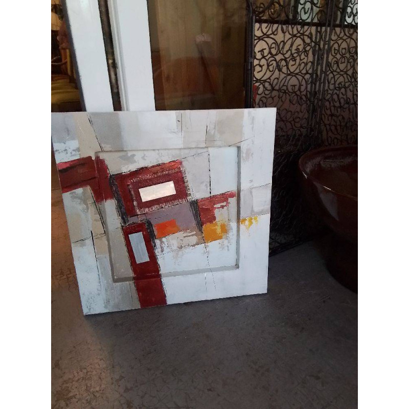 CADRE MODERNE TON ROUGE ET BLANC 
