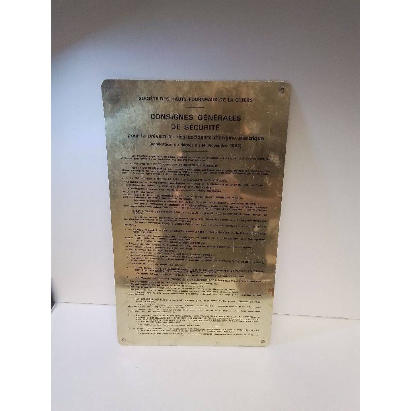 PLAQUE METAL SOCIETE DES HAUT FOURNEAUX DE LA CHIERS 