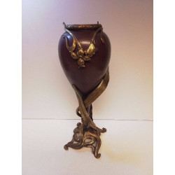 VASE ART NOUVEAU BRONZE ET...