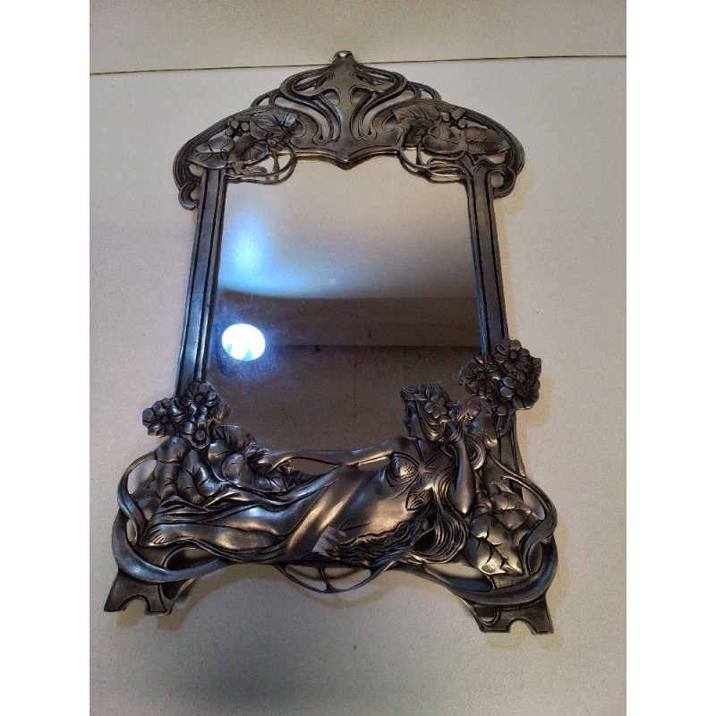 MIROIR ART NOUVEAU ÉTAIN 