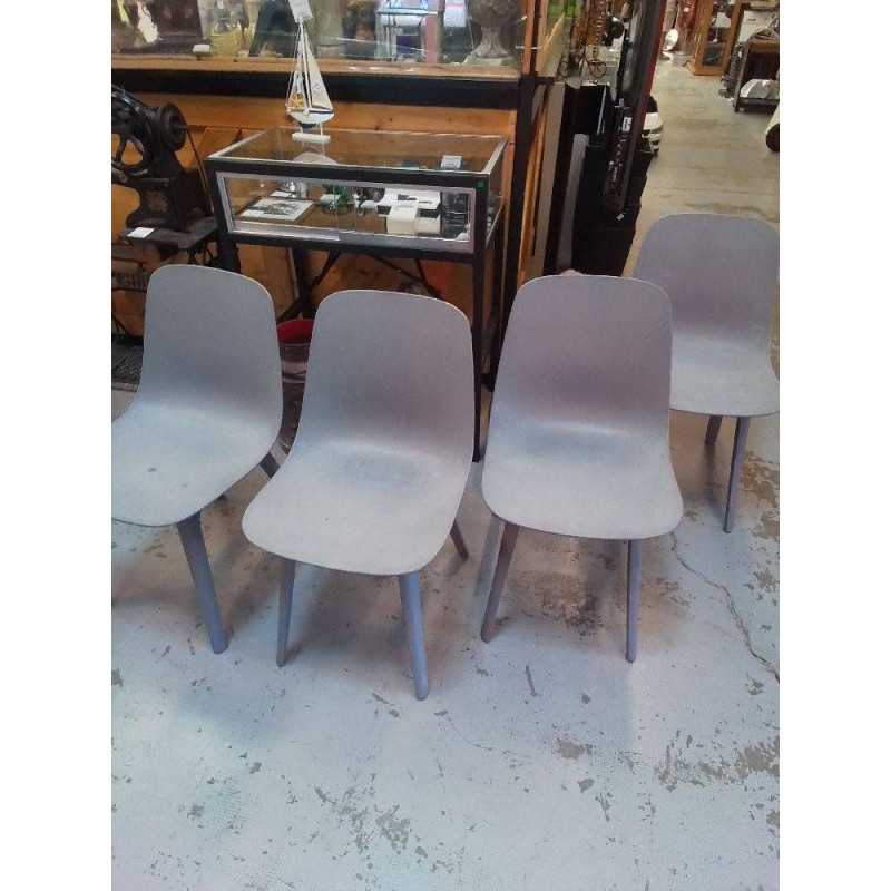LOT DE 4 CHAISES GRISES 