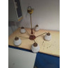 LUSTRE 5 FEUX BOIS LAITON
