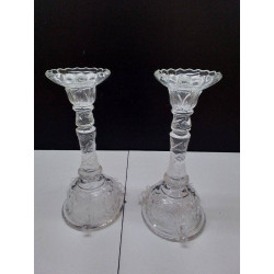 PAIRE DE CHANDELIERS VERRE 