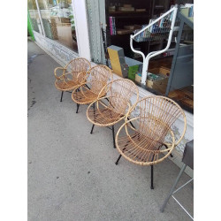 FAUTEUIL METAL ET BAMBOU...
