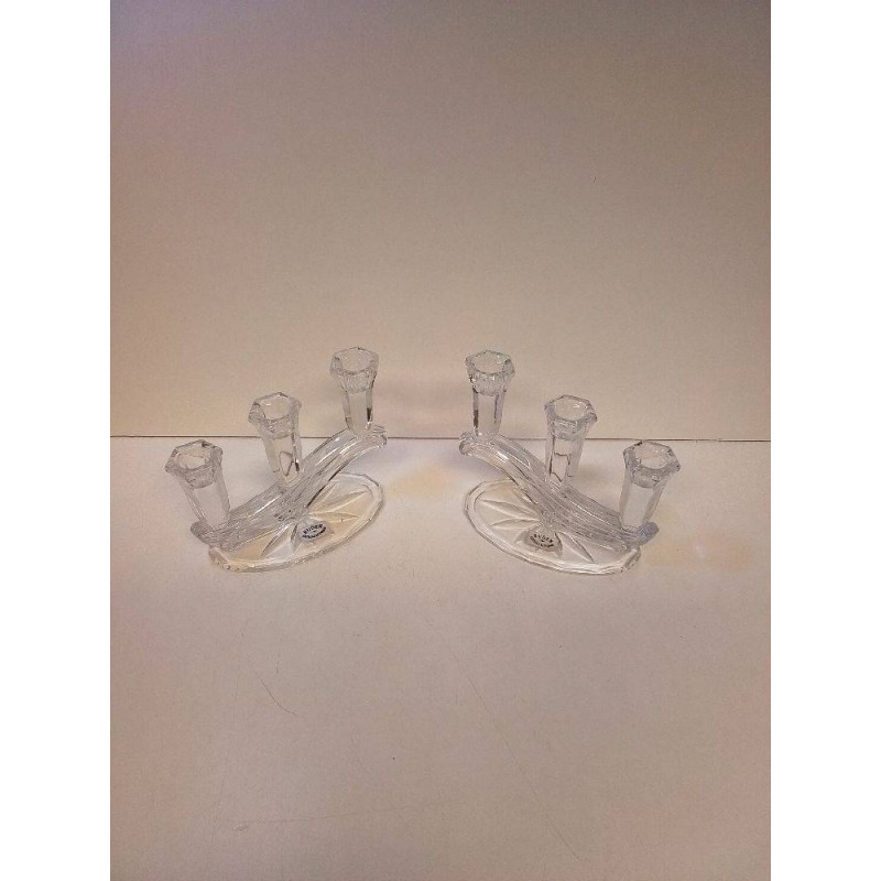 PAIRE DE BOUGEOIRS CRISTAL BUDER 