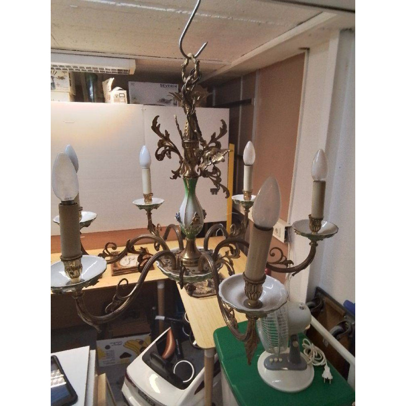LUSTRE 6 FEUX EN FAIENCE