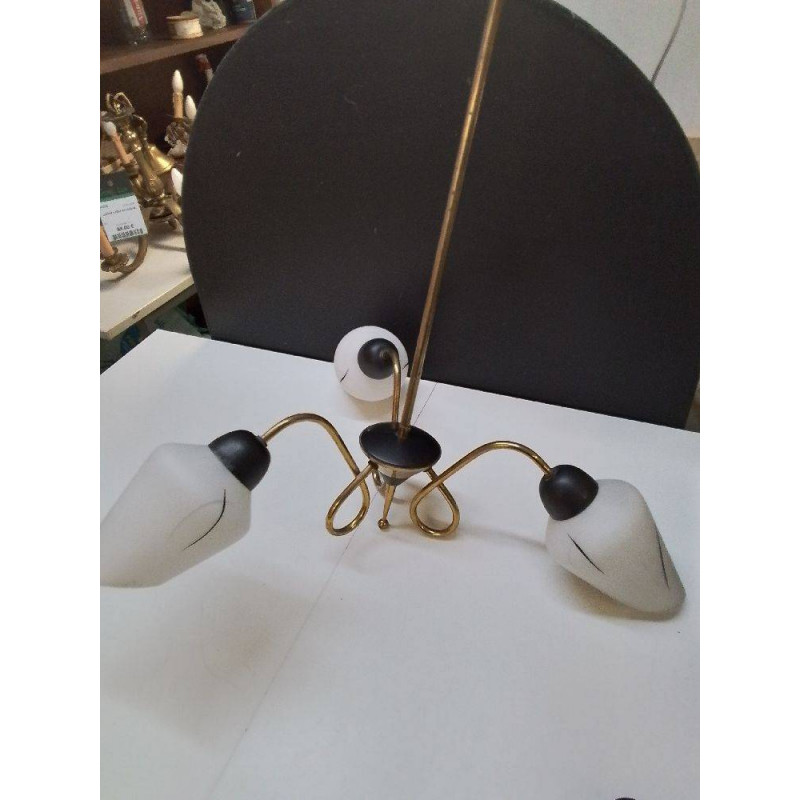 LUSTRE RETRO OPALINE 3 FEUX 