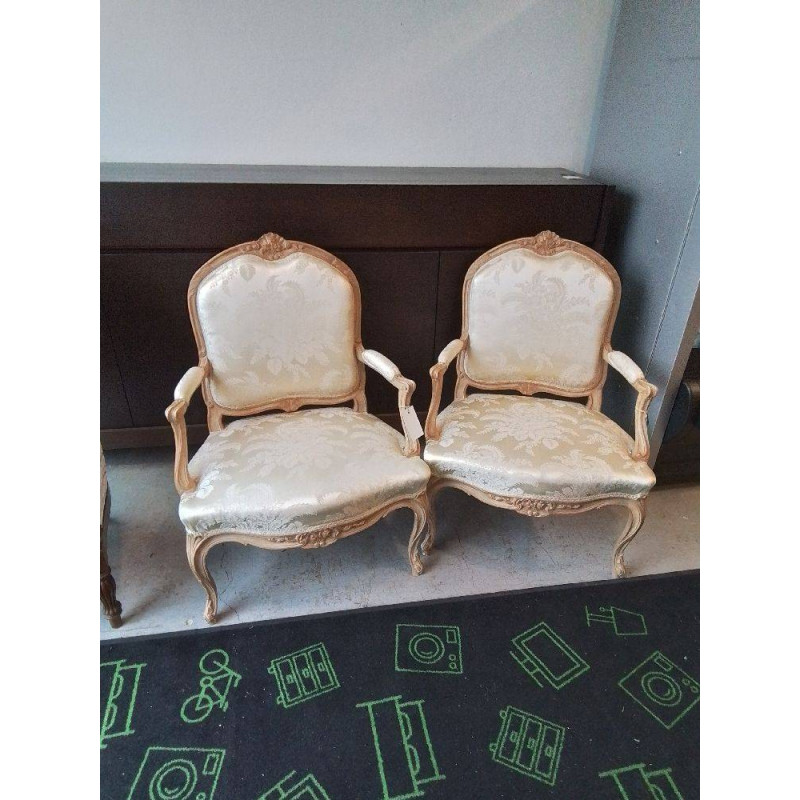 FAUTEUIL CERUSE  TISSUS DORE LA PIECE