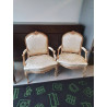 FAUTEUIL CERUSE  TISSUS DORE LA PIECE