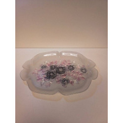 PLATEAU EN VERRE MOTIF FLEURS’