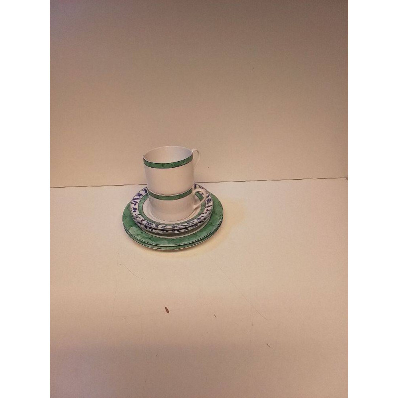 SERVICE A CAFE BORD VERT PORCELAINE GIESCHE