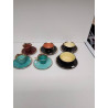 LOT DE TASSES COLORÉ ET BORD DORÉ 