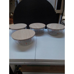 SALADIER VERRE COUVERCLE BOIS 