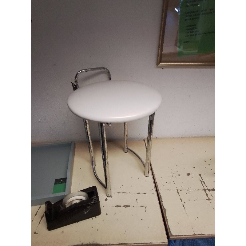 TABOURET METAL ET BLANC