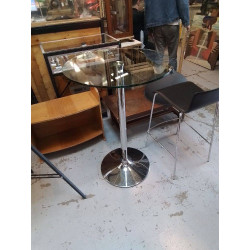 TABLE HAUTE RONDE EN VERRE