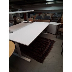 TABLE BUREAU BLANC PIED METAL