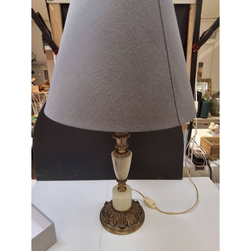 LAMPE SOCLE MARBRE ET LAITON 